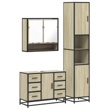 (sonoma oak) vidaXL 4 Piece Bathroom Furniture Set Brown Oak Engineered Wood