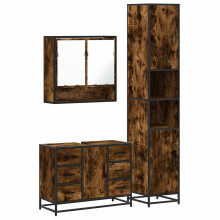 (smoked oak) vidaXL 4 Piece Bathroom Furniture Set Brown Oak Engineered Wood