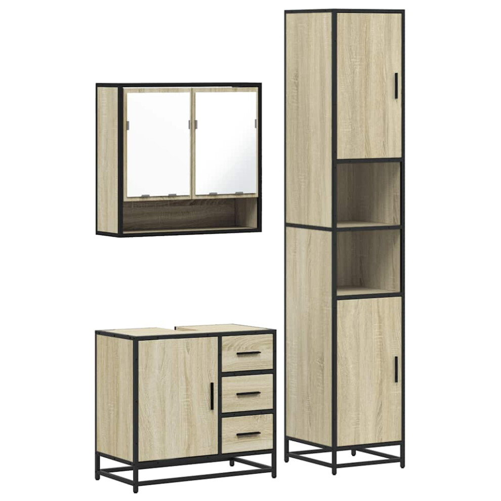 Vidaxl (Sonoma Oak) 4 Piece Bathroom Furniture Set Brown Oak Engineered Wood