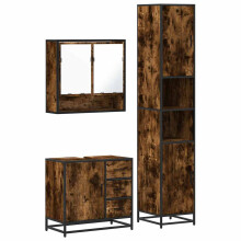 (smoked oak) vidaXL 4 Piece Bathroom Furniture Set Brown Oak Engineered Wood