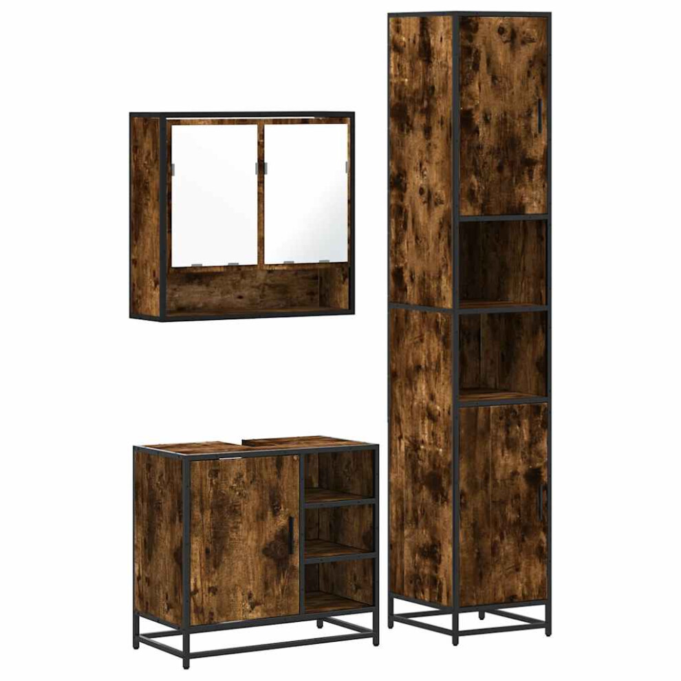 Vidaxl (Smoked Oak) 4 Piece Bathroom Furniture Set Sonoma Oak Engineered Wood