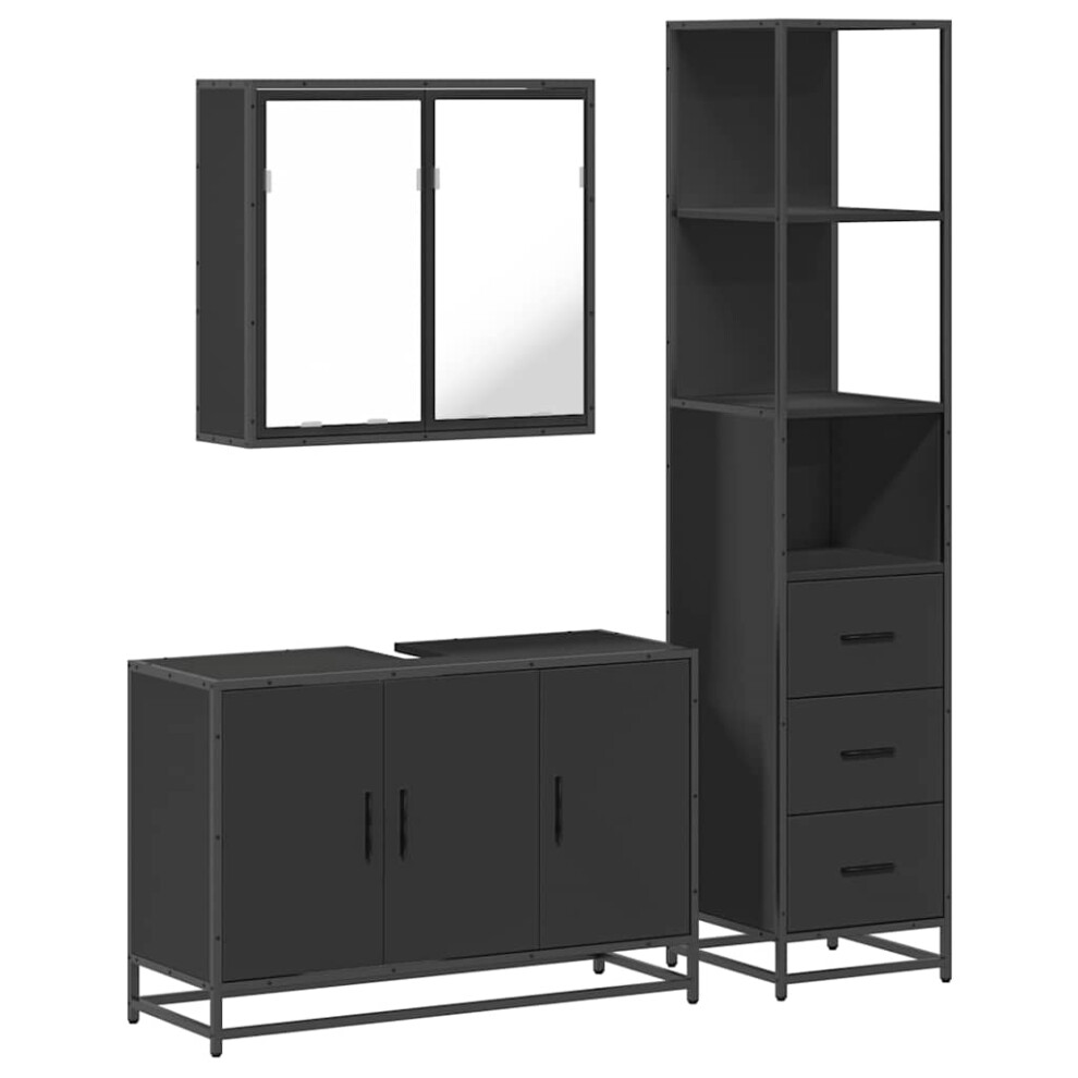 (black) vidaXL 3 Piece Bathroom Furniture Set Black Engineered Wood bathroom cabinet