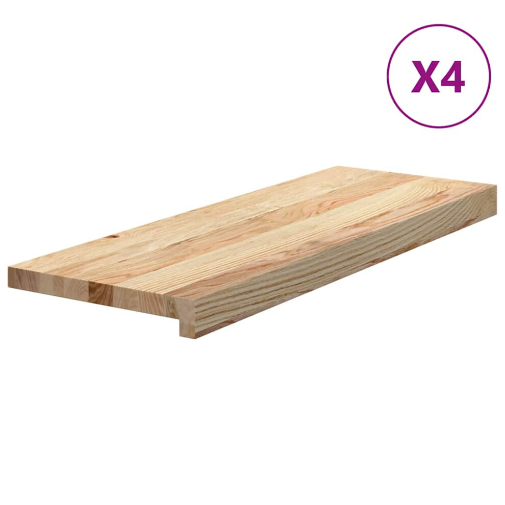 Vidaxl (Natural, 70 X 25 X 2 Cm/ 4 Pcs) Stair Treadss Step Mat Door Mat Tread Mat Untreated Solid Wood Oak