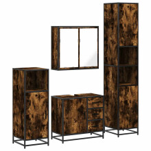(smoked oak) vidaXL 4 Piece Bathroom Furniture Set Sonoma Oak Engineered Wood