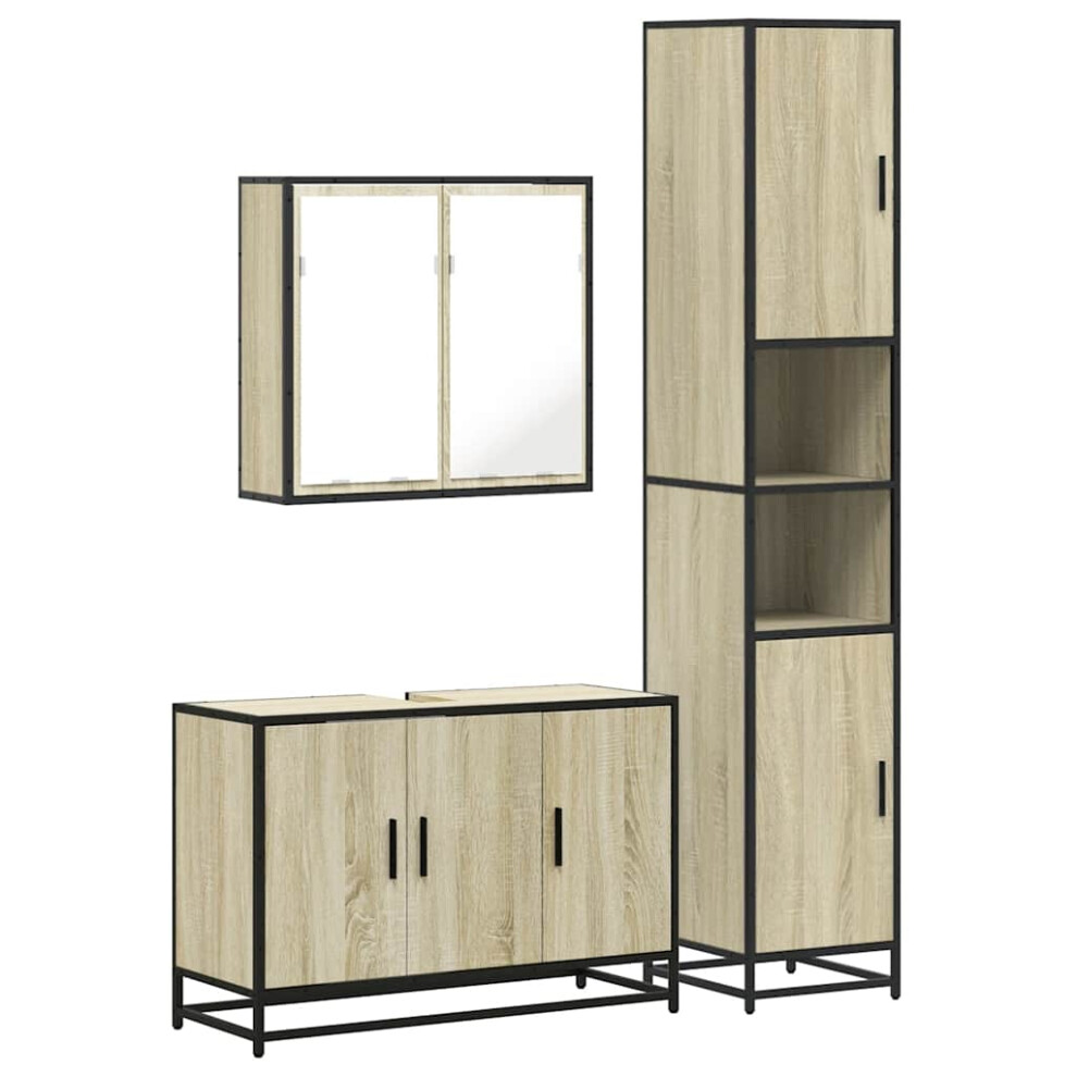 (sonoma oak) vidaXL 4 Piece Bathroom Furniture Set Smoked Oak Engineered Wood