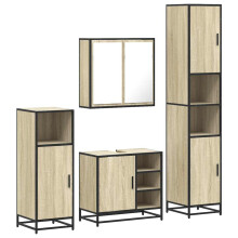 (sonoma oak) vidaXL 4 Piece Bathroom Furniture Set Sonoma Oak Engineered Wood