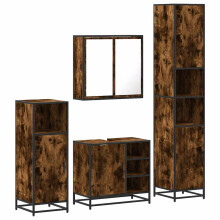 (smoked oak) vidaXL 4 Piece Bathroom Furniture Set Sonoma Oak Engineered Wood