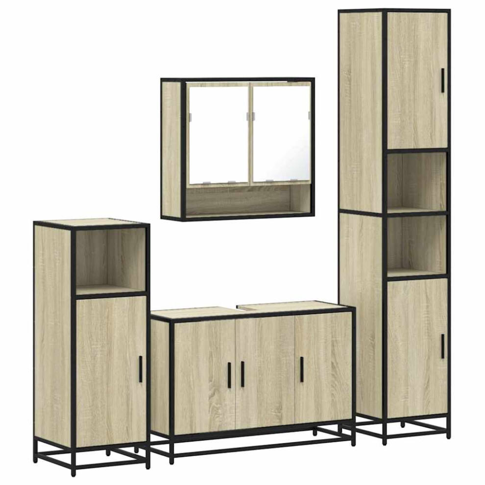 Vidaxl (Sonoma Oak) 4Â Piece Bathroom Furniture Setâ Smoked Oak Engineered Wood