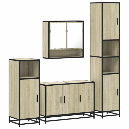 VidaXL vidaXL 4-tlg. Badmöbel-Set Sonoma-Eiche Holzwerkstoff 1