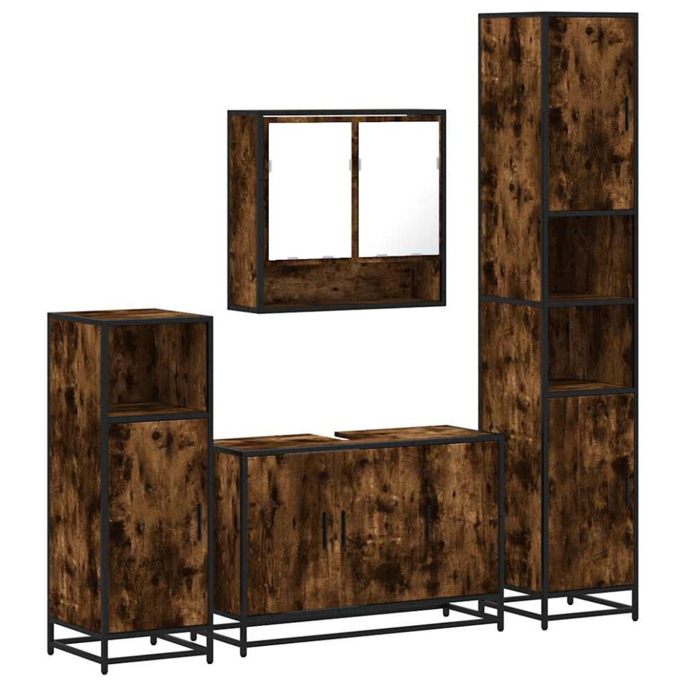 Vidaxl (Smoked Oak) 4Â Piece Bathroom Furniture Setâ Smoked Oak Engineered Wood