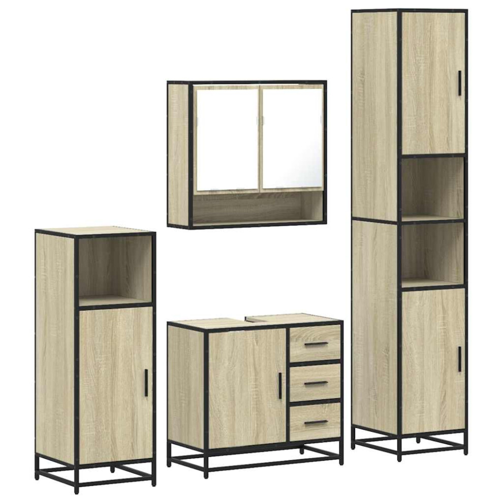 Vidaxl (Sonoma Oak) 4Â Piece Bathroom Furniture Setâ Smoked Oak Engineered Wood
