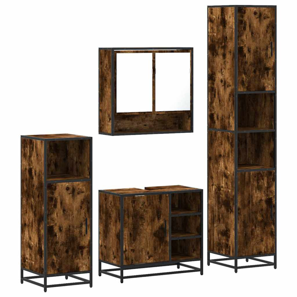 Vidaxl (Smoked Oak) 4Â Piece Bathroom Furniture Setâ Grey Sonoma Engineered Wood