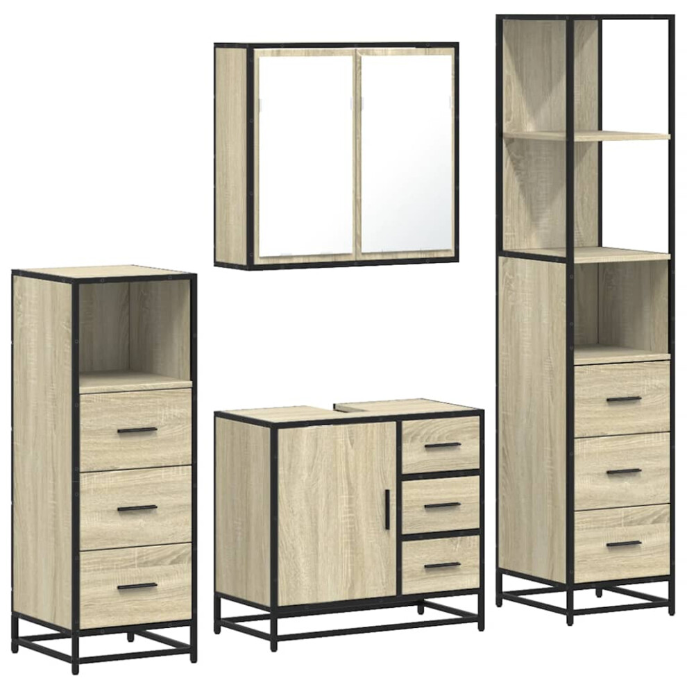 Vidaxl (Sonoma Oak) 4Â Piece Bathroom Furniture Setâ Brown Oak Engineered Wood
