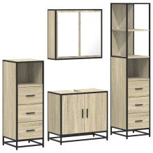 (sonoma oak) vidaXL 4Â Piece Bathroom Furniture SetÂ Sonoma Oak Engineered Wood