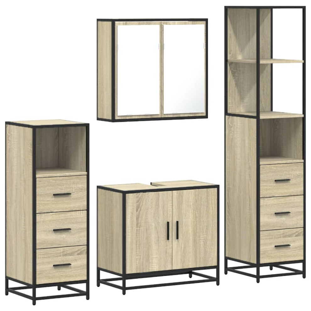 Vidaxl (Sonoma Oak) 4Â Piece Bathroom Furniture Setâ Sonoma Oak Engineered Wood