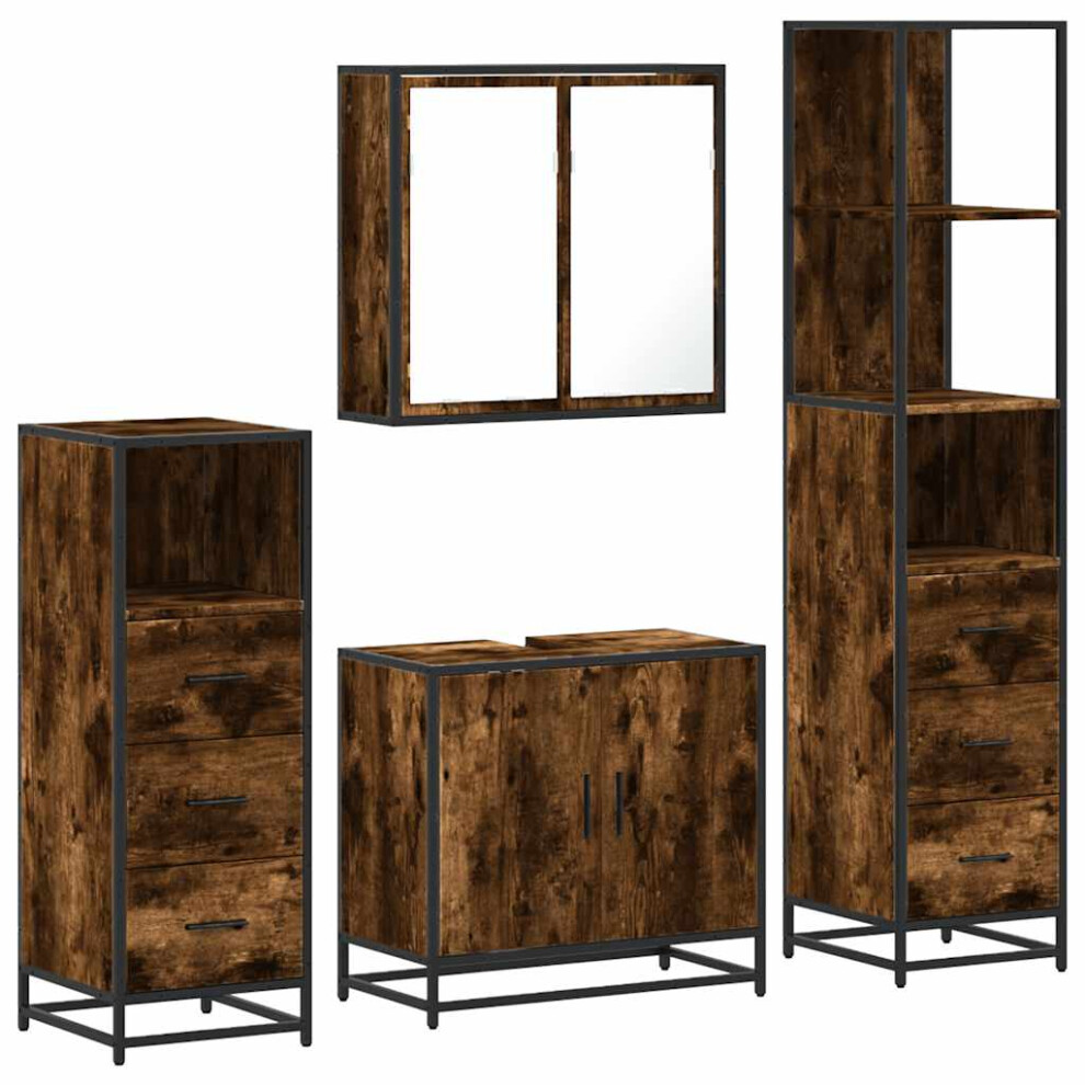 Vidaxl (Smoked Oak) 4Â Piece Bathroom Furniture Setâ Sonoma Oak Engineered Wood