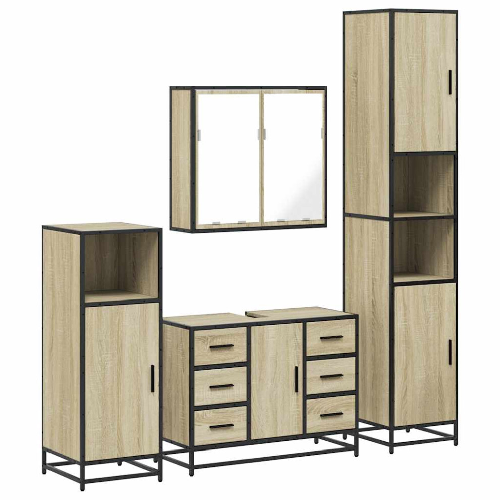 Vidaxl (Sonoma Oak) 4Â Piece Bathroom Furniture Setâ Brown Oak Engineered Wood