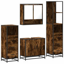 (smoked oak) vidaXL 4 Piece Bathroom Furniture Set Grey Sonoma Engineered Wood