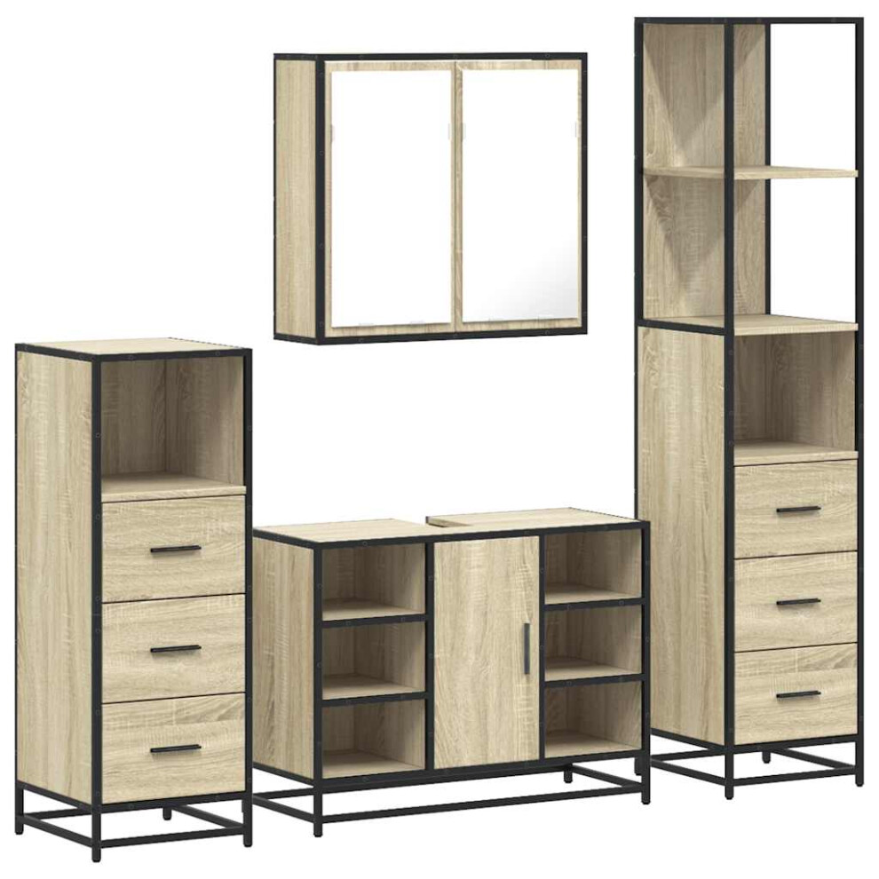 Vidaxl (Sonoma Oak) 4Â Piece Bathroom Furniture Setâ Sonoma Oak Engineered Wood