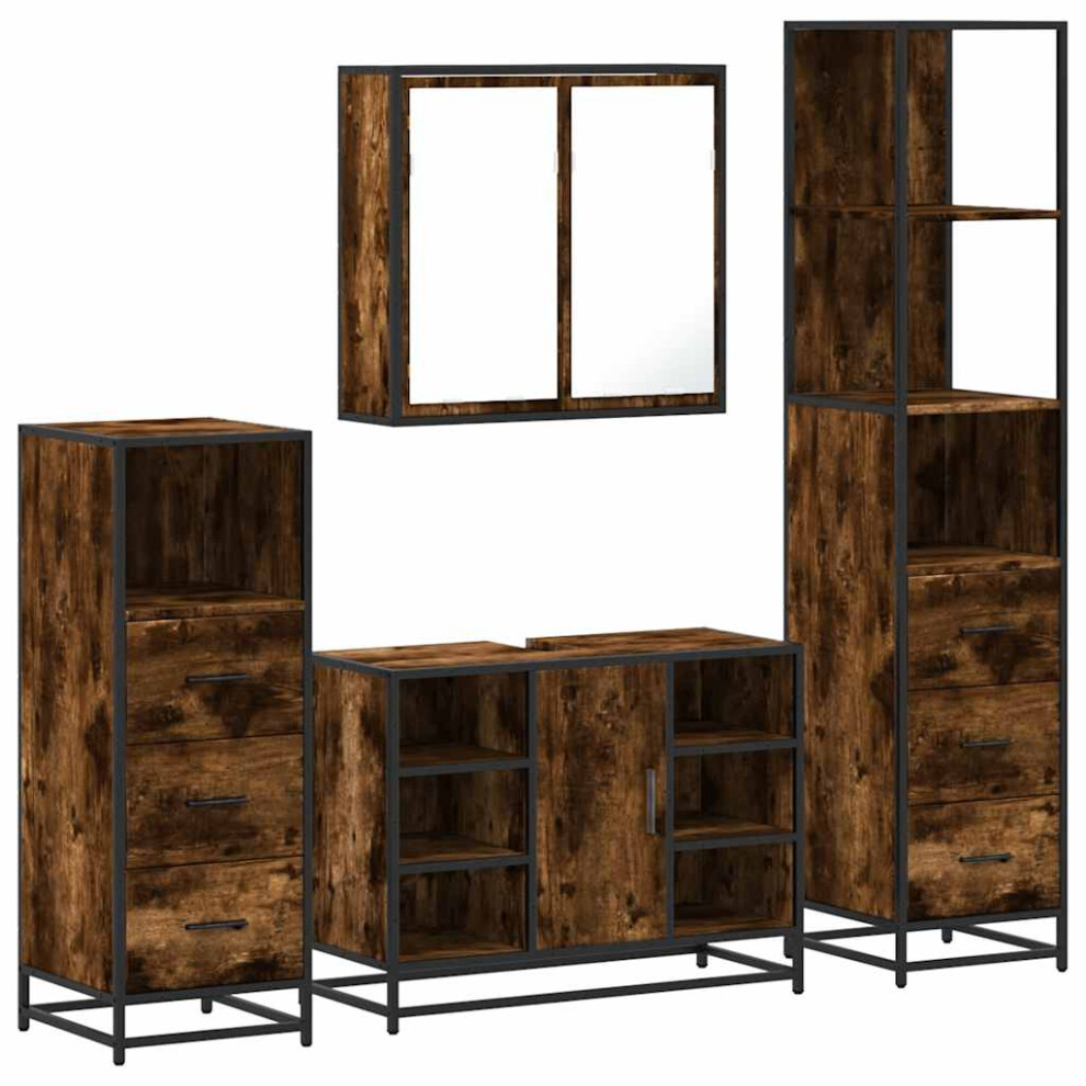 Vidaxl (Smoked Oak) 4Â Piece Bathroom Furniture Setâ Sonoma Oak Engineered Wood