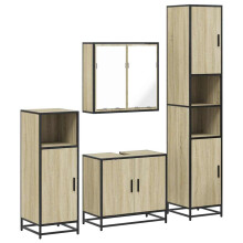 vidaXL 4-tlg. Badmöbel-Set Sonoma-Eiche Holzwerkstoff
