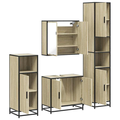 VidaXL vidaXL 4-tlg. Badmöbel-Set Sonoma-Eiche Holzwerkstoff 2