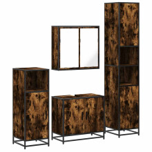 (smoked oak) vidaXL 4Â Piece Bathroom Furniture SetÂ Brown Oak Engineered Wood