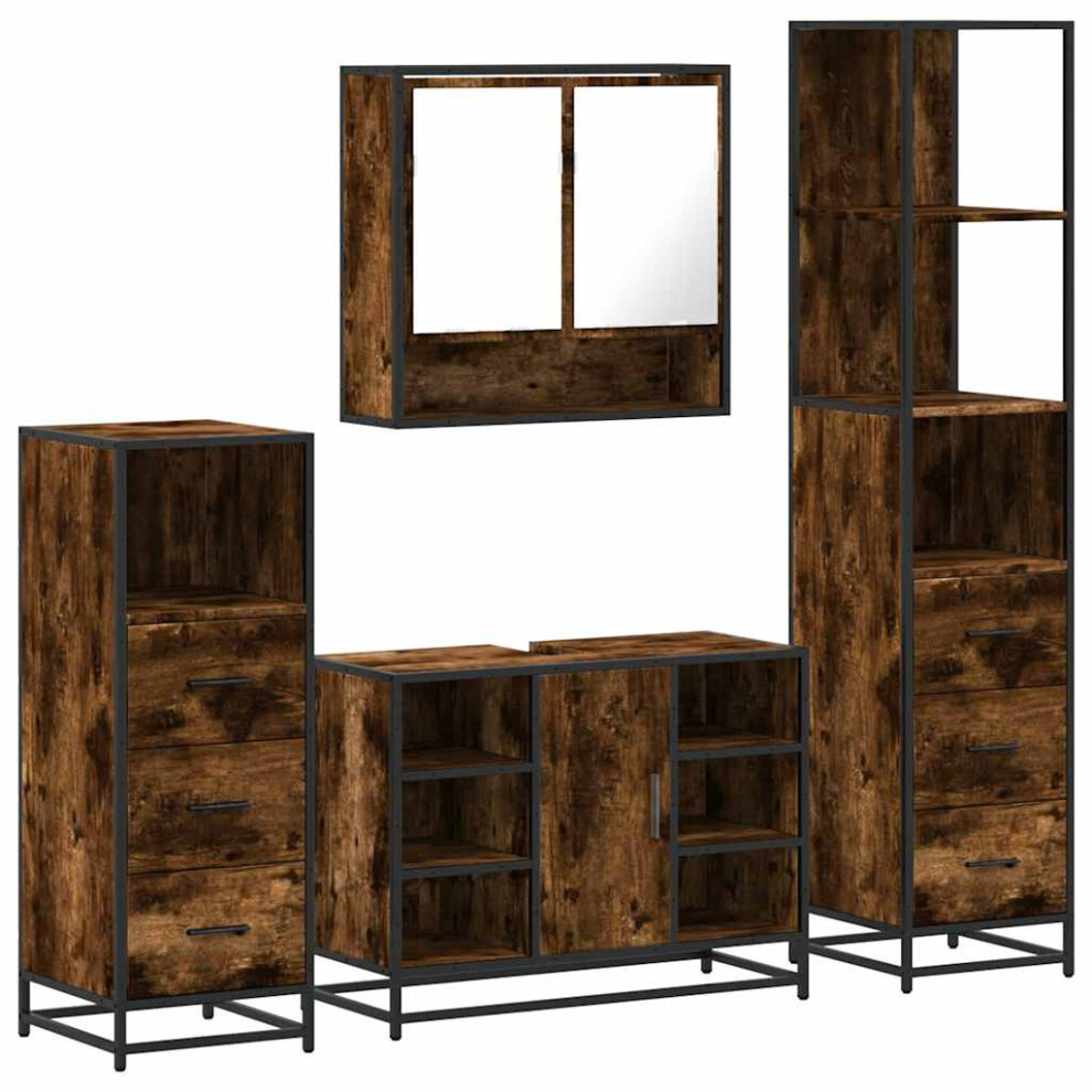 Vidaxl (Smoked Oak) 4Â Piece Bathroom Furniture Setâ Sonoma Oak Engineered Wood