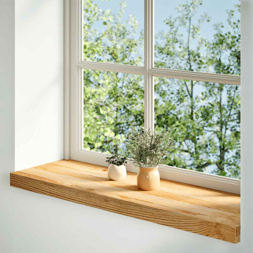 VidaXL (light brown, 80 x 30 x 2 cm) vidaXL Window Sills Window Ledge Window Board 2 pcsÂ Untreated Solid Wood Oak 1