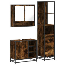 (smoked oak) vidaXL 3 Piece Bathroom Furniture Set Black Engineered Wood bathroom cabinet