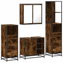 (smoked oak) vidaXL 4Â Piece Bathroom Furniture SetÂ Smoked Oak Engineered Wood