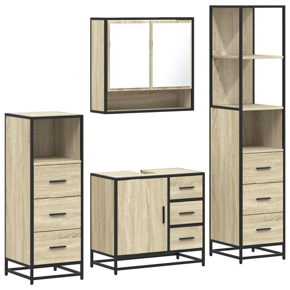 Vidaxl (Sonoma Oak) 4Â Piece Bathroom Furniture Setâ Sonoma Oak Engineered Wood