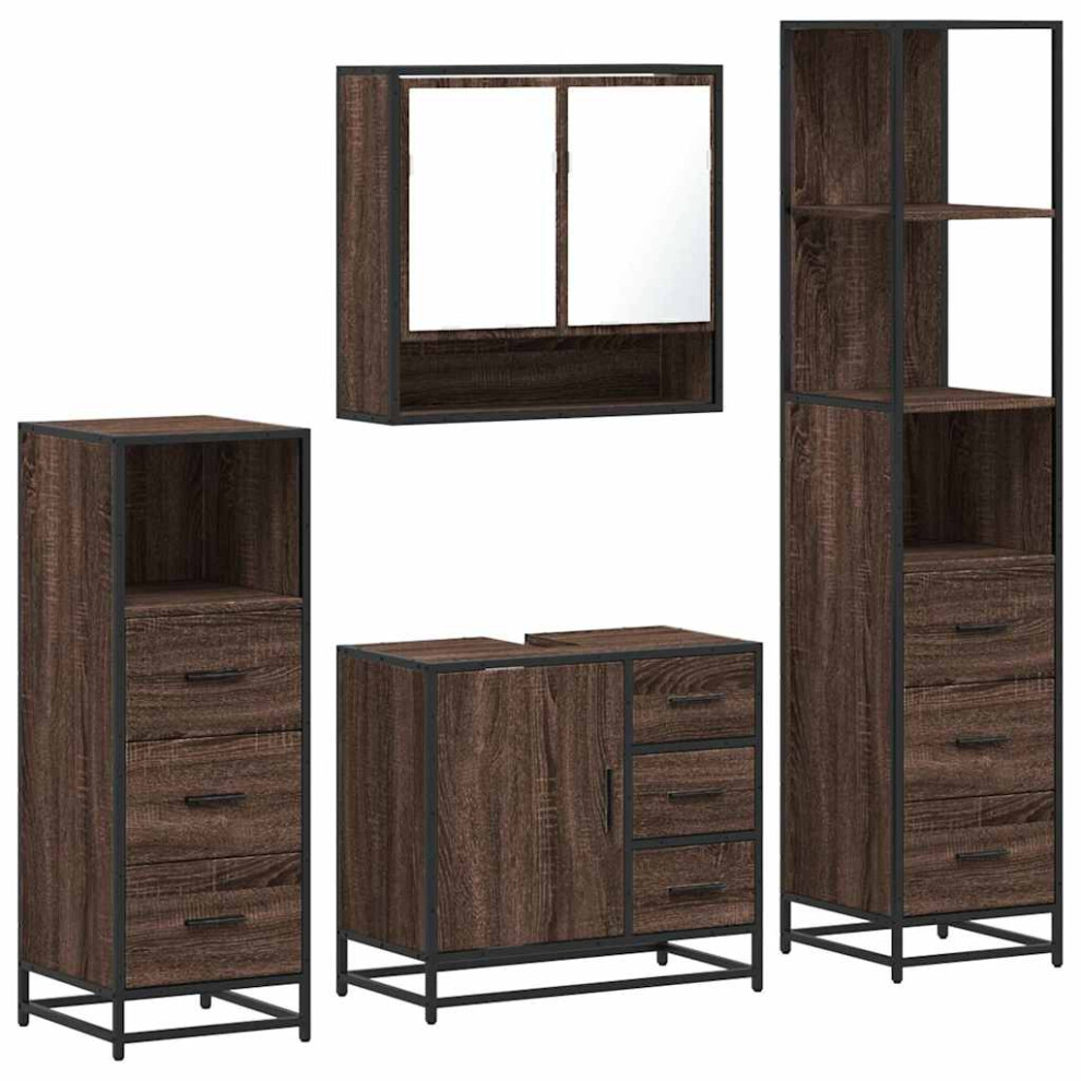 (brown oak) vidaXL 4ÃÂ Piece Bathroom Furniture SetÃÂ Sonoma Oak Engineered Wood-image-OPC-PFW7SYF-NEW