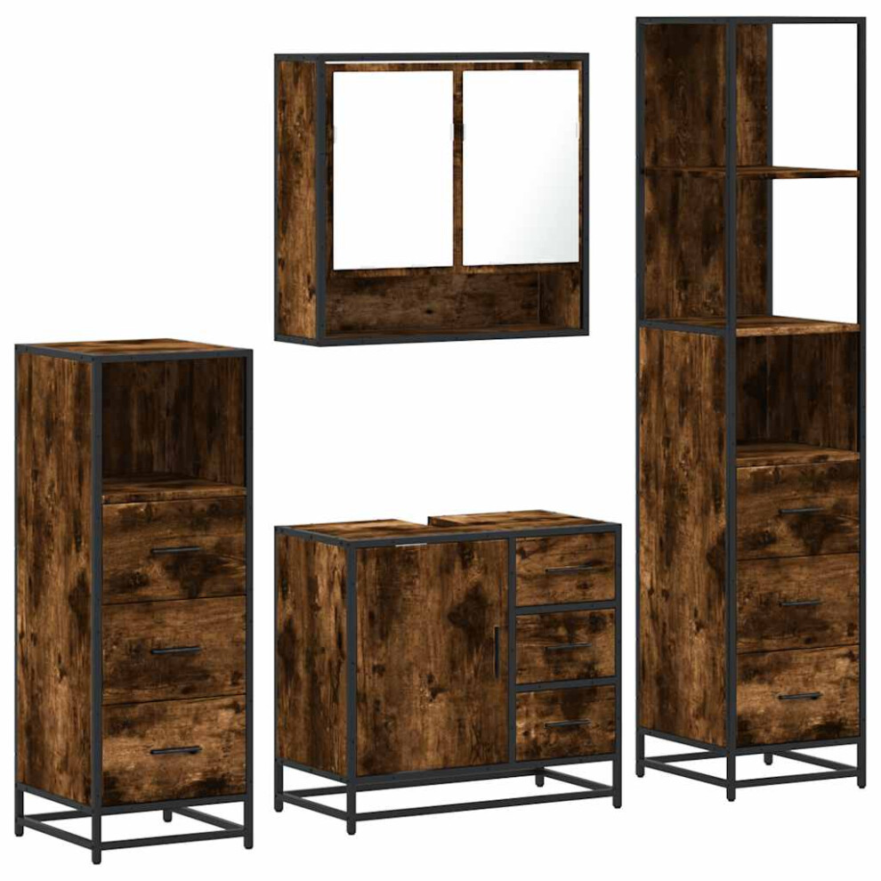 Vidaxl (Smoked Oak) 4Â Piece Bathroom Furniture Setâ Sonoma Oak Engineered Wood