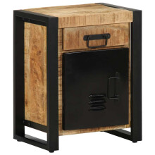 (natural, 1 pcs) vidaXL Bedside Cabinet Nightstand Bed Side Cabinet Solid Rough Wood Mango