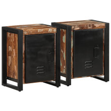 (multicolour, 2 pcs) vidaXL Bedside Cabinets 2 pcs Solid Rough Wood Mango bedside table nightstand