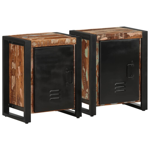 VidaXL (multicolour, 2 pcs) vidaXL Bedside Cabinets 2 pcs Solid Rough Wood Mango bedside table nightstand