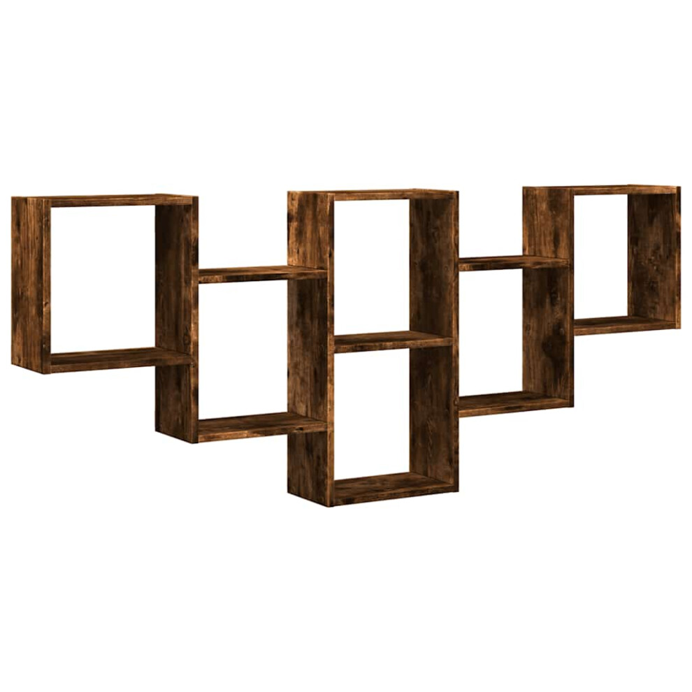 (smoked oak) vidaXL Wall Shelf Floating Shelf Rack Wall Cube Storage Shelf Engineered Wood