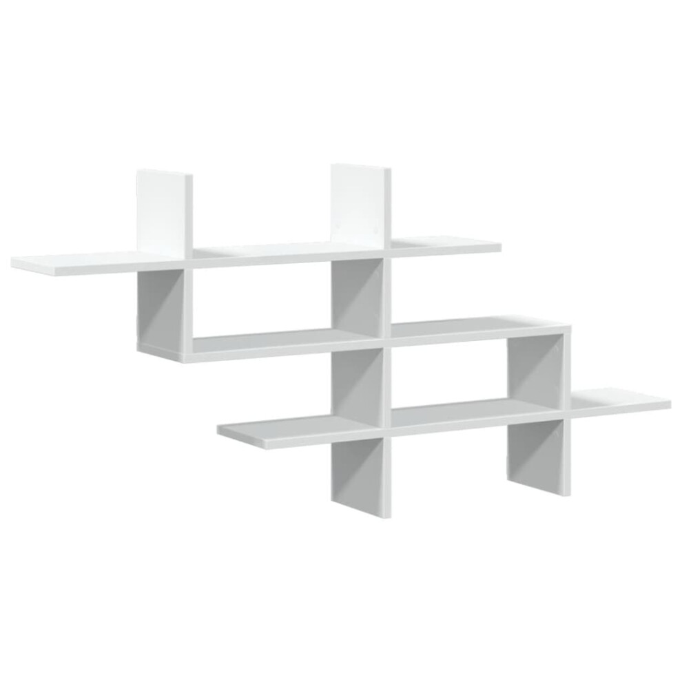 Vidaxl (White) Wall Shelf Floating Shelf Display Storage Shelf Black Engineered Wood