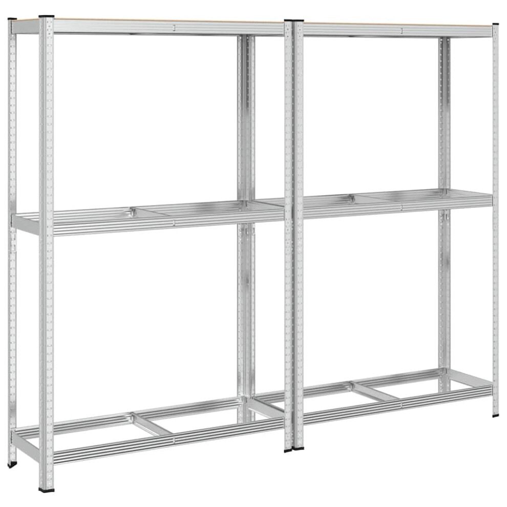 (110 X 40 X 180 cm/ 2 pcs) vidaXL 3-Layer Tyre Shelves Garage Storage Racking Shelving Unit Silver Steel