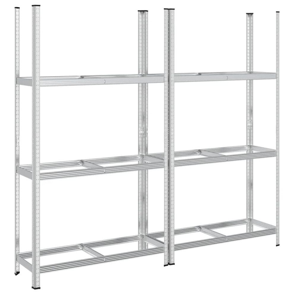 (110 x 40 x 200 cm/ 2 pcs) vidaXL 3-Layer Tyre Shelves Garage Storage Racking Shelving Unit Silver Steel