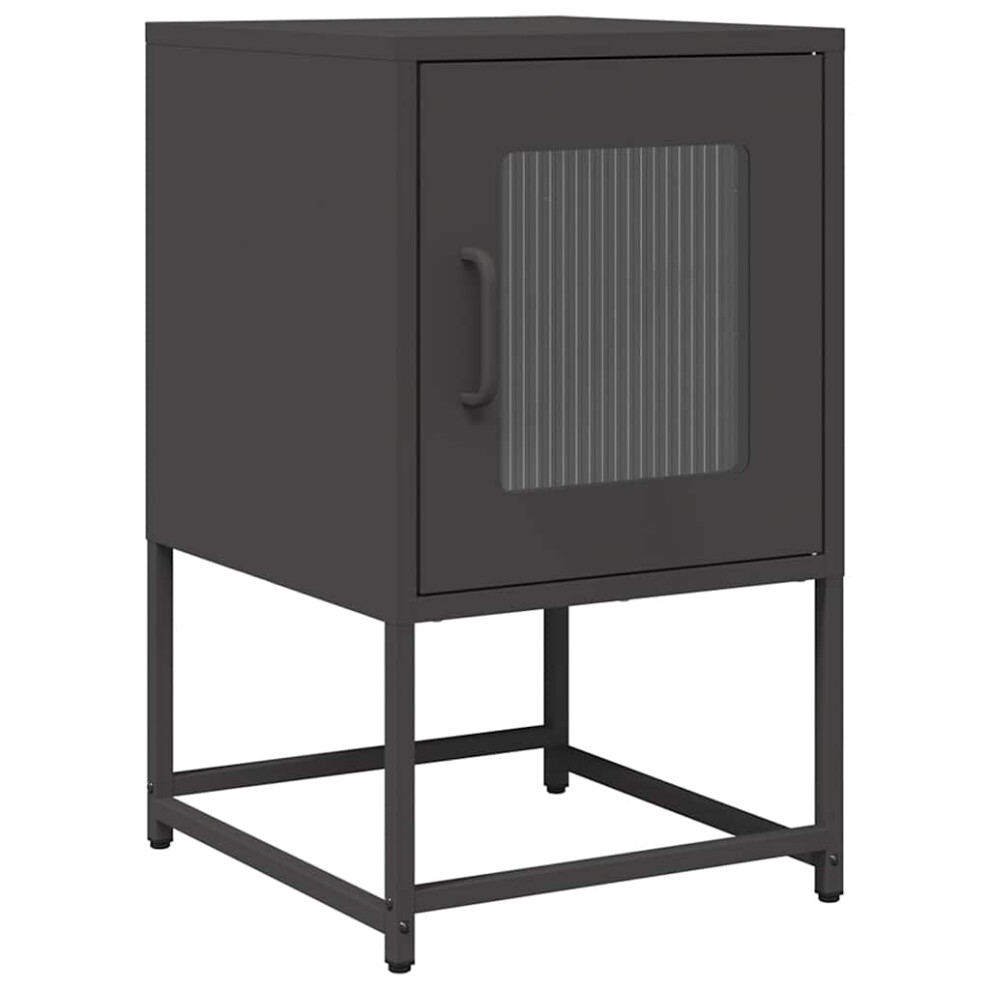 (black) vidaXL Bedside Cabinet Anthracite 36x39x60.5 Cm Cold-rolled Steel