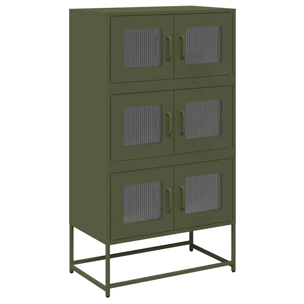 (olive green) vidaXL Highboard Olive Green 68x39x123 cm Steel sideboard side cabinet