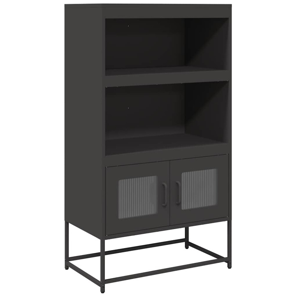 (black) vidaXL Highboard Black 68x39x123 Cm Steel Sideboard Side Cabinet