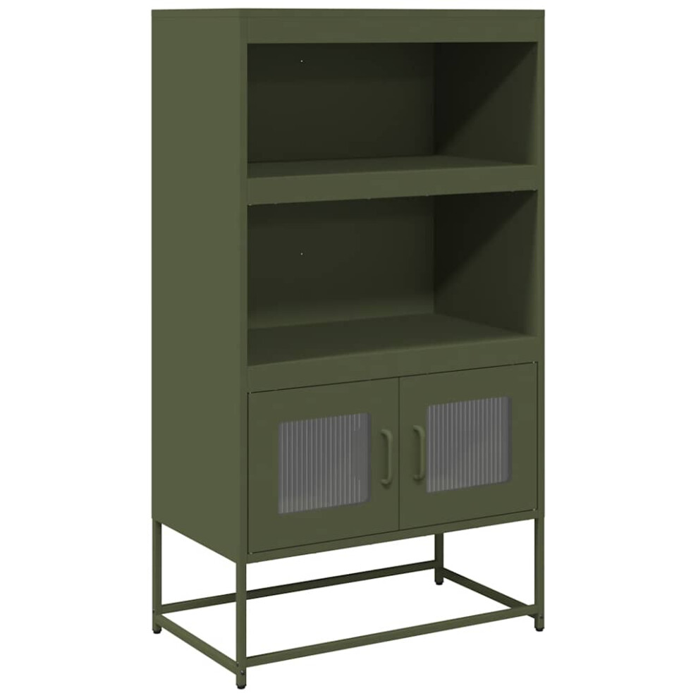 (olive green) vidaXL Highboard Black 68x39x123 Cm Steel Sideboard Side Cabinet