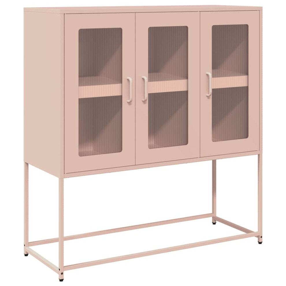 (pink) vidaXL Sideboard Black 100.5x39x107 cm Cold-rolled Steel storage cabinet