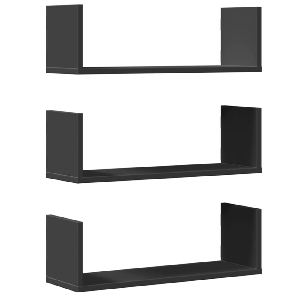 (black, 58 x 18 x 18 cm) vidaXL Wall Shelves Wall Storage Shelf Floating Shelf 3 pcs Engineered Wood