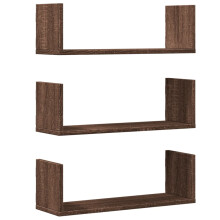 (brown oak, 58 x 18 x 18 cm) vidaXL Wall Shelves Wall Storage Shelf Floating Shelf 3 pcs Engineered Wood