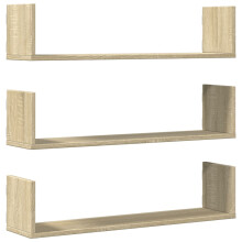 (sonoma oak, 80 x 18 x 18 cm) vidaXL Wall Shelves Wall Storage Shelf Floating Shelf 3 pcs Engineered Wood