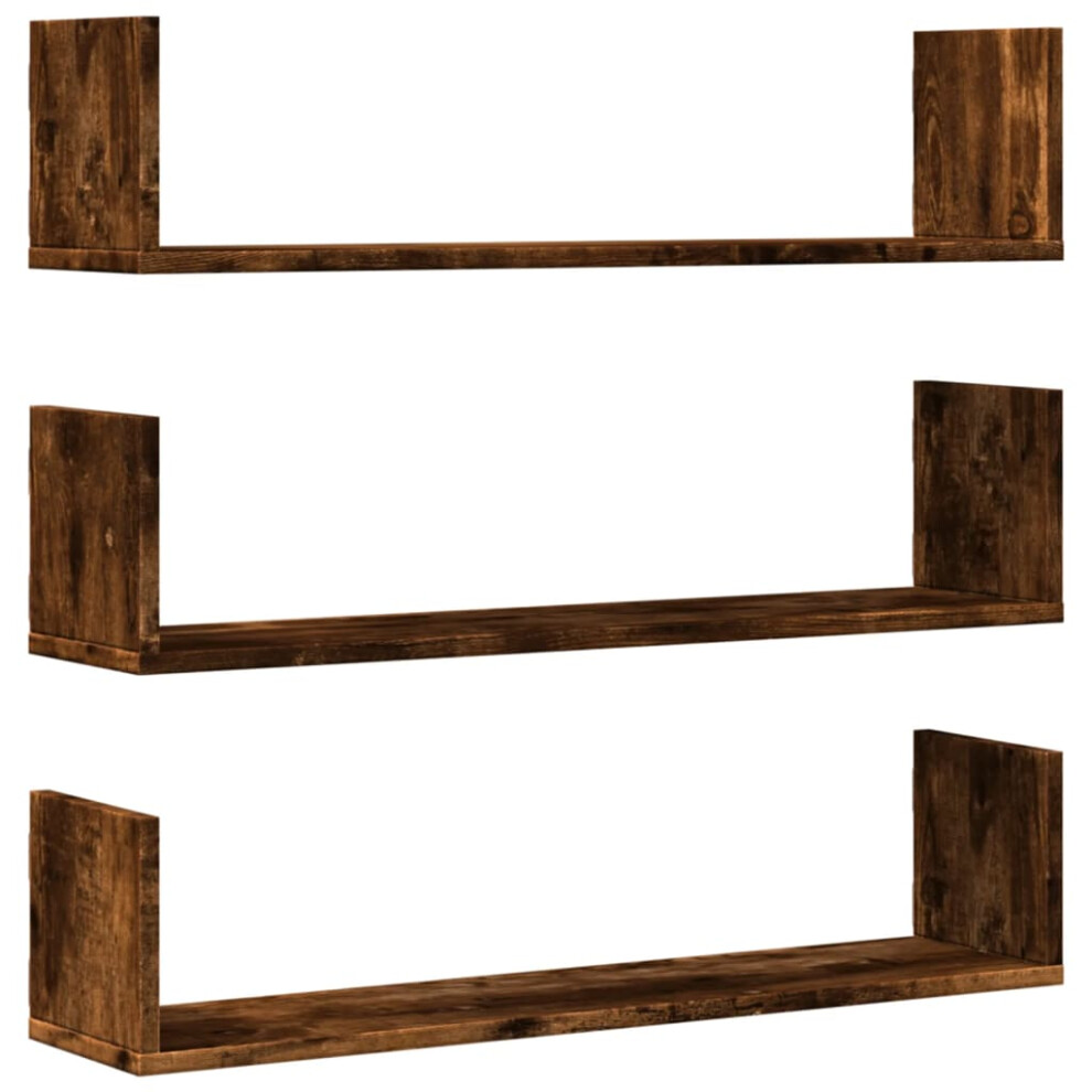 (smoked oak, 80 x 18 x 18 cm) vidaXL Wall Shelves Wall Storage Shelf Floating Shelf 3 pcs Engineered Wood